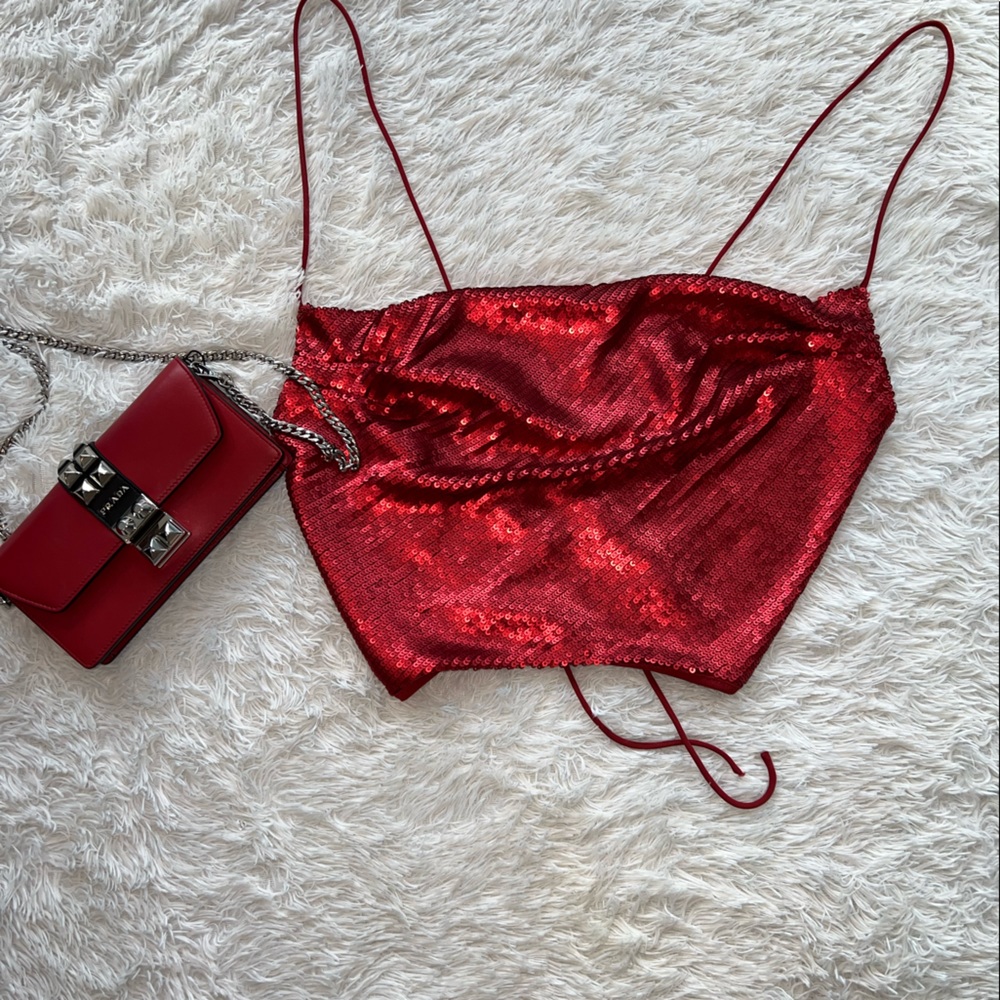 ZARA- red sequin top in size M